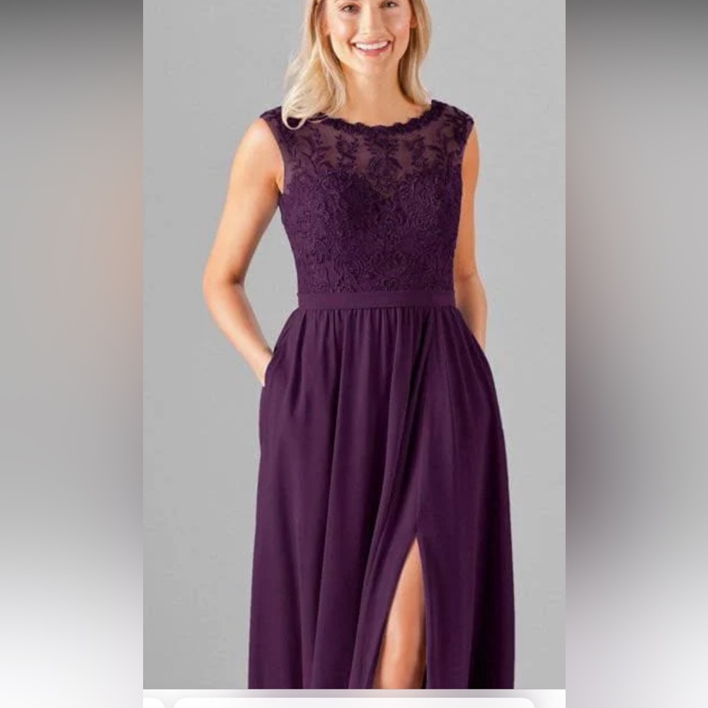 Purple Maxi lace and chiffon, with Slit and pockets from Kennedy blue